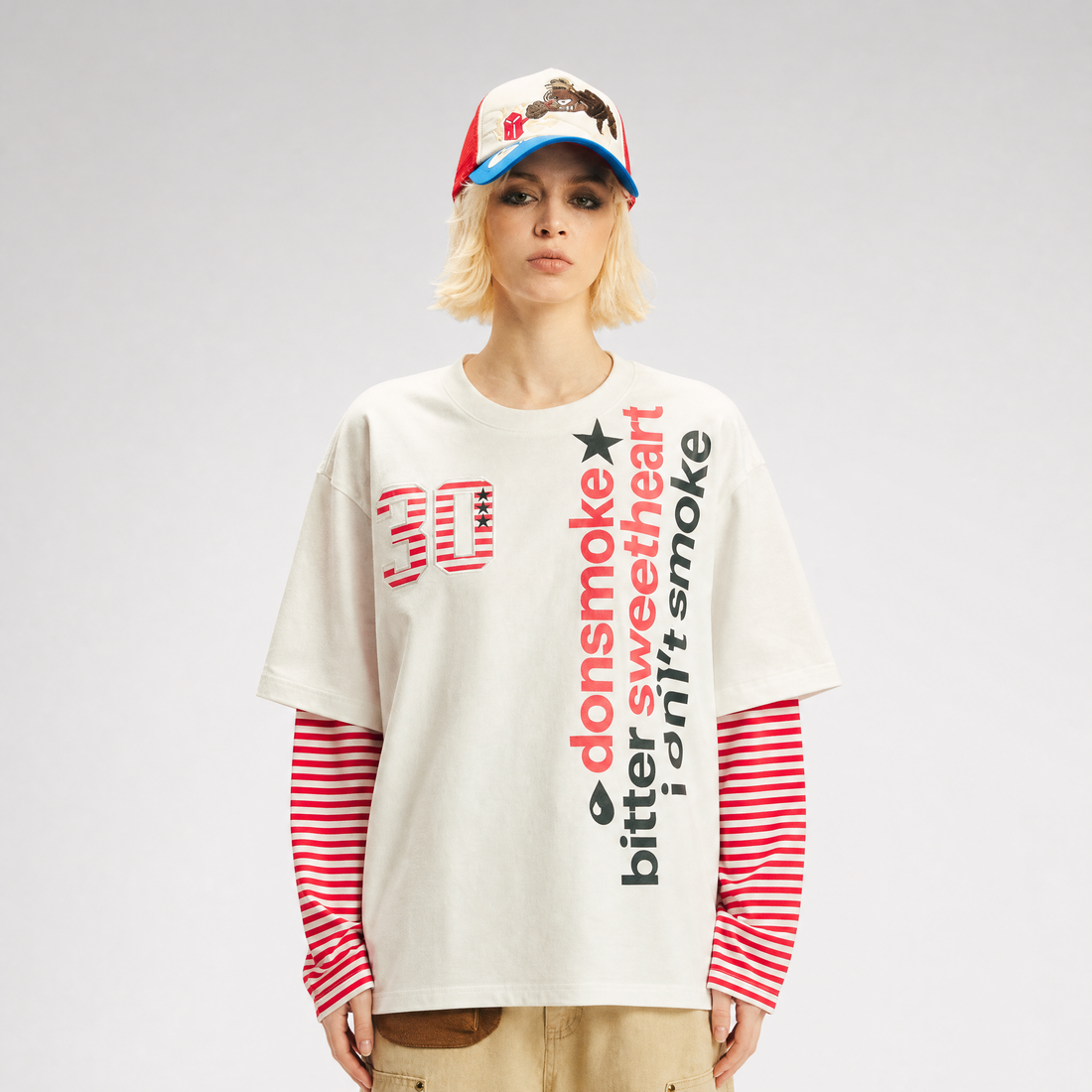 Sorona Oversized Contrast-Sleeve T-Shirt