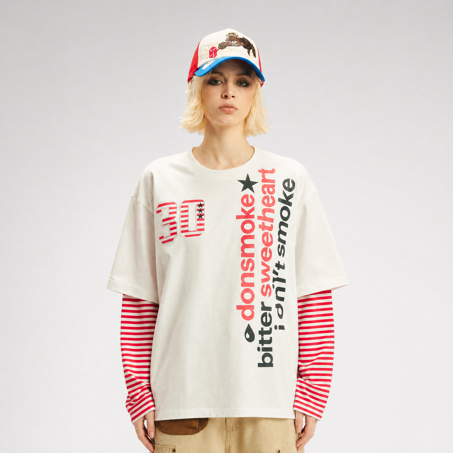 Sorona Oversized Contrast-Sleeve T-Shirt