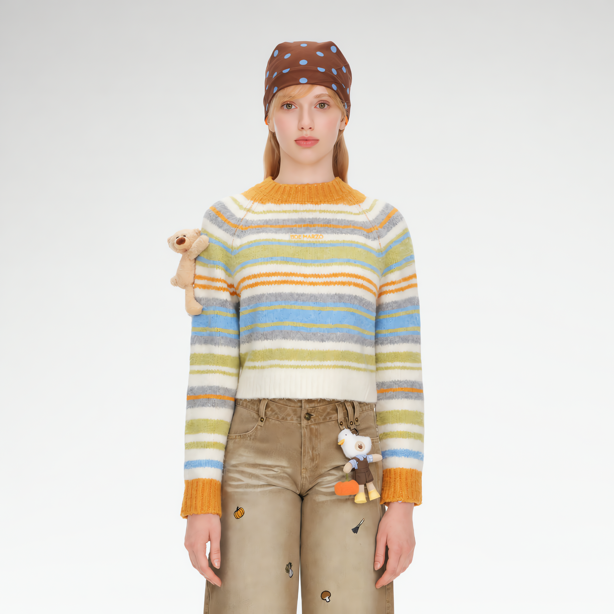Color-Block Striped Fuzzy Sweater