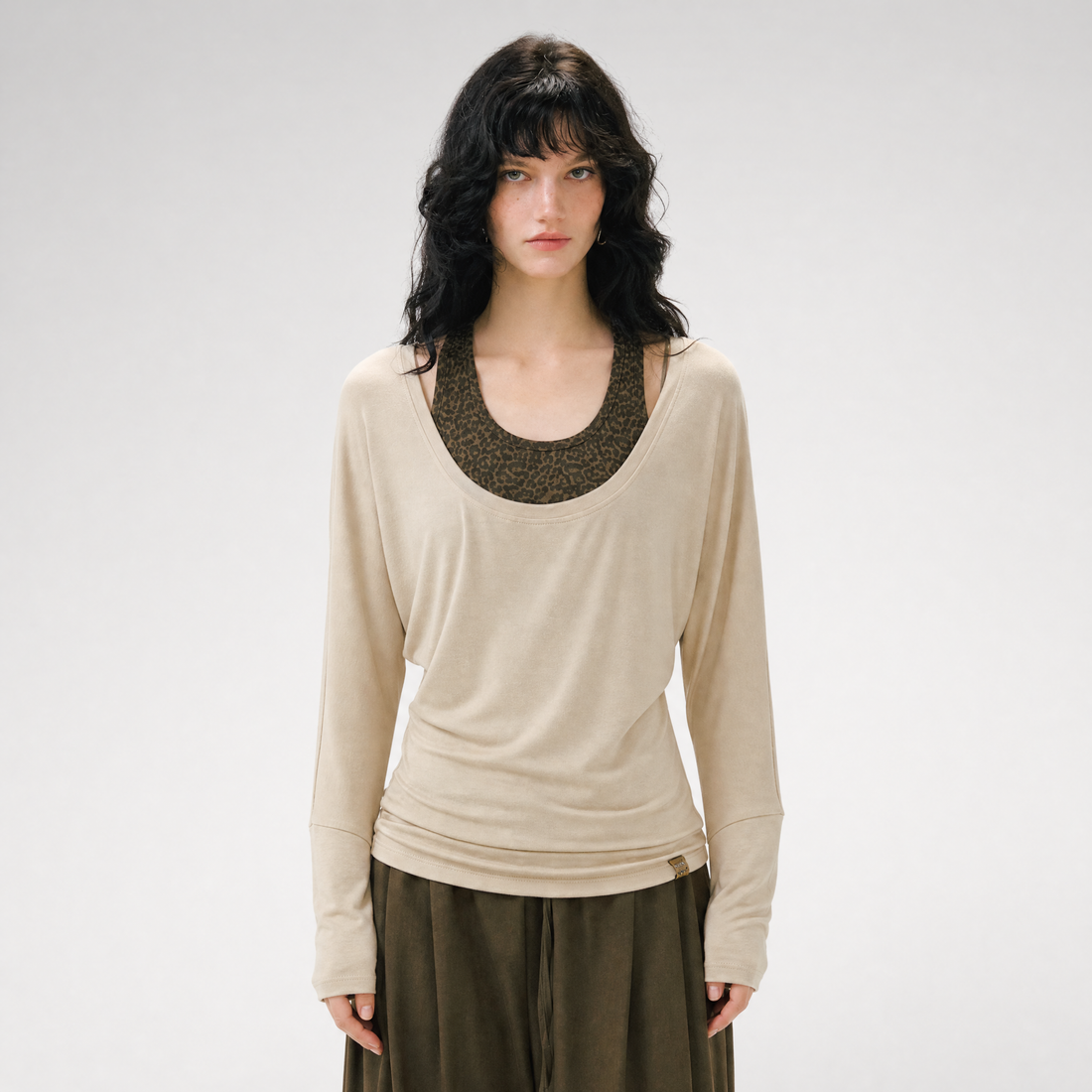 Leopard Layered Long-Sleeve T-Shirt