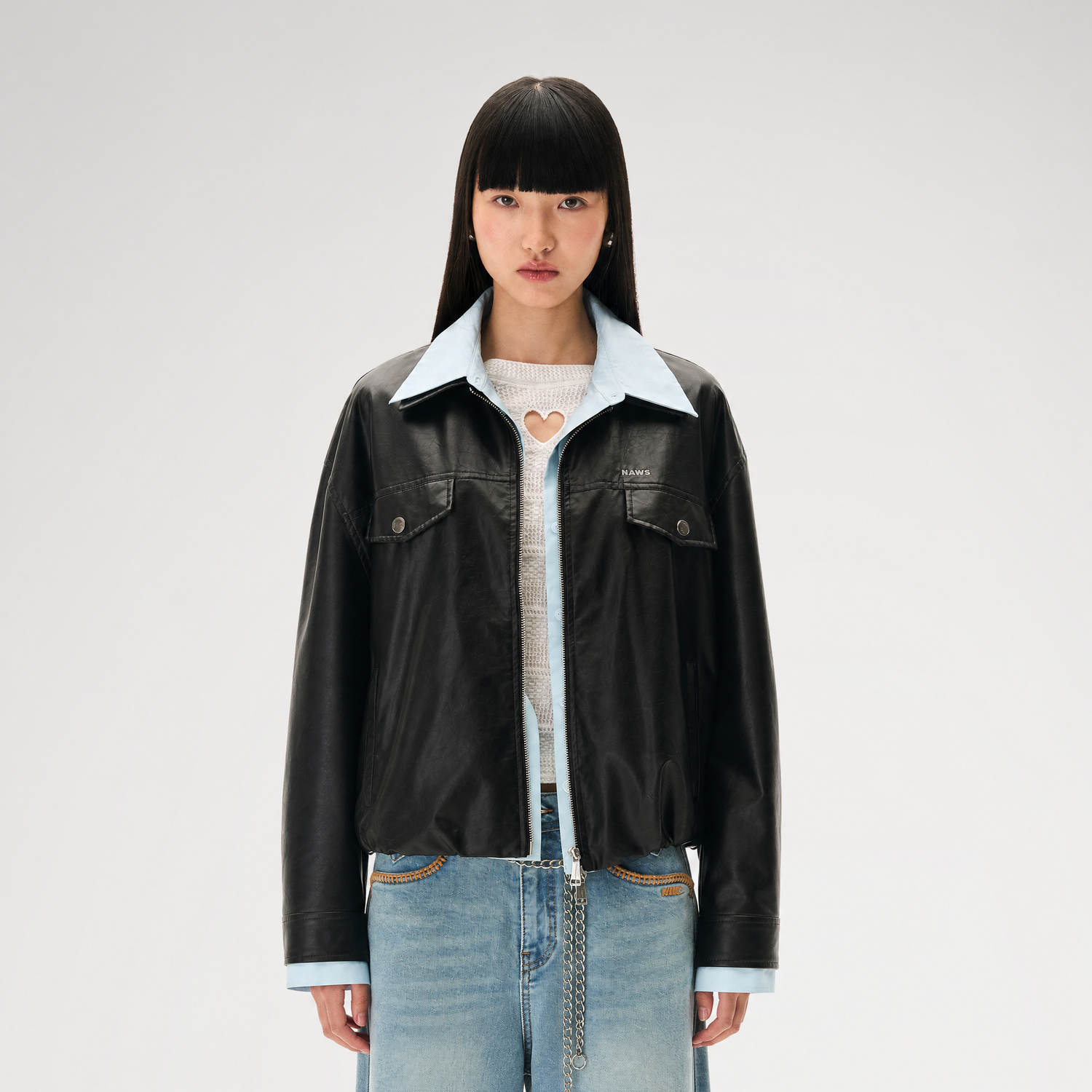 Matte Cropped Deconstructed Jacket