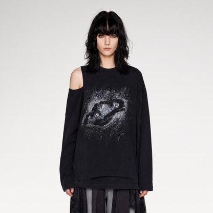 Wax-Dyed Cutout Graphic T-Shirt