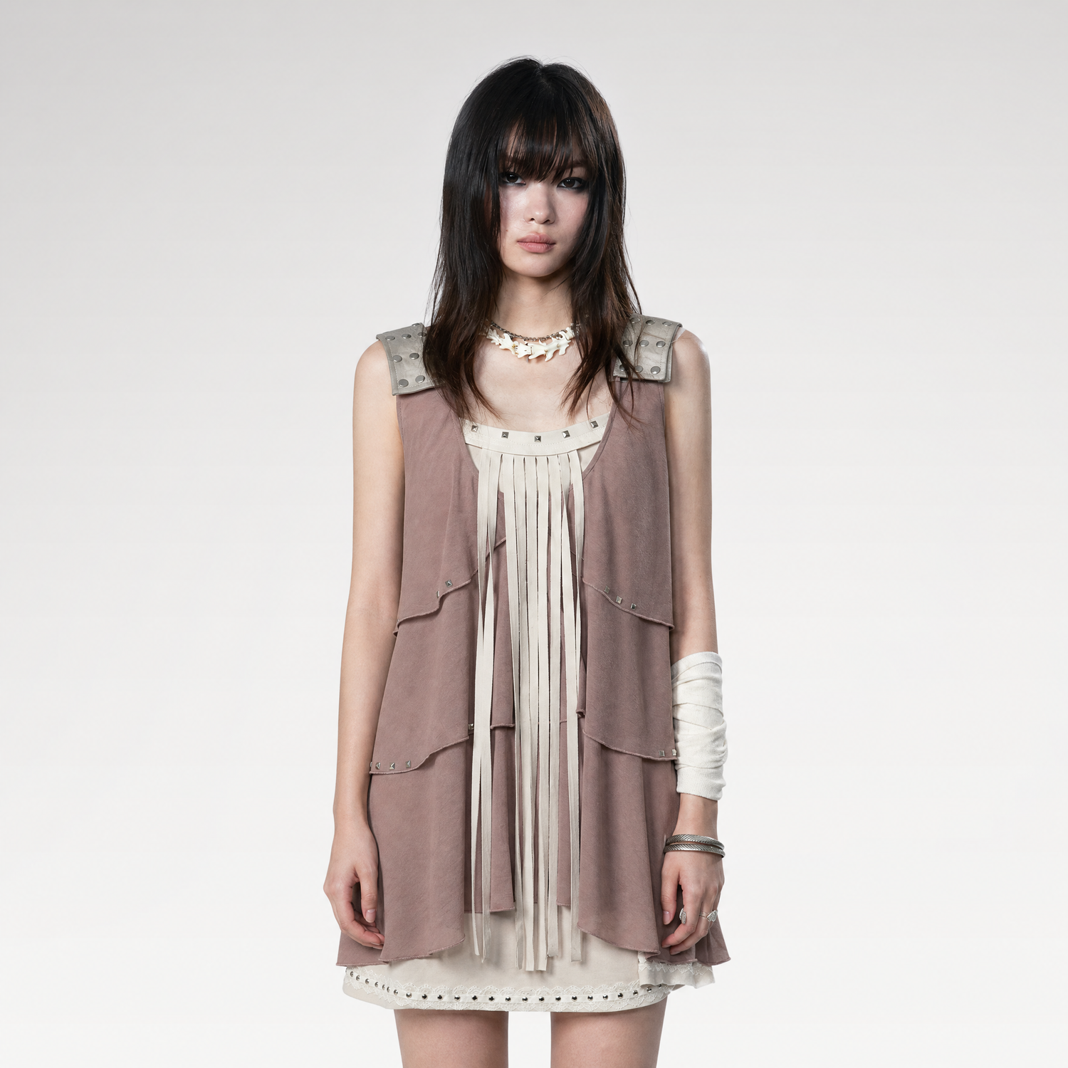 Ruffle Rivet Tiered Cami Dress