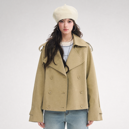 Cotton Cropped Double-Breasted Trench