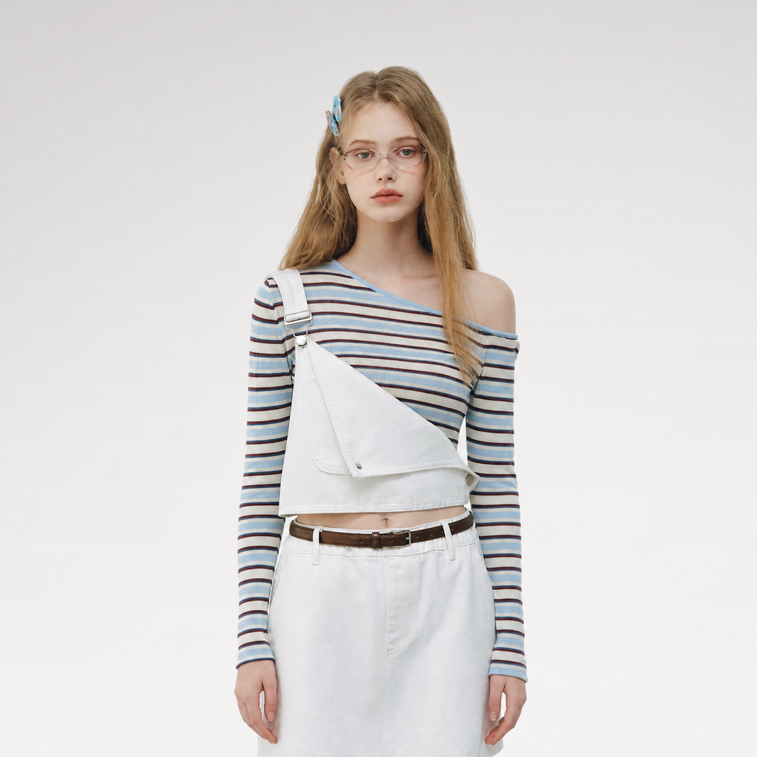 Contrast Stripe Cropped Knit Top