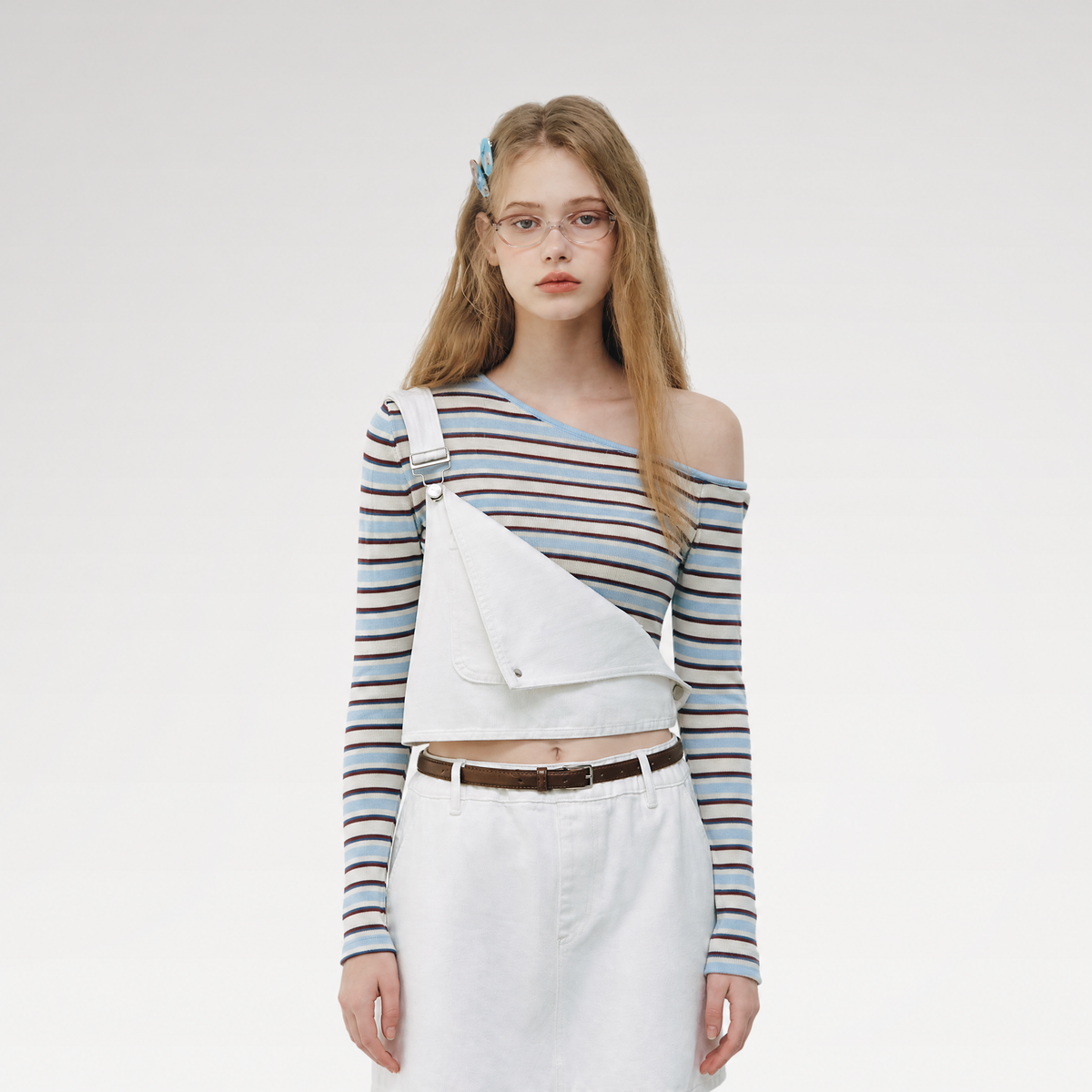 Contrast Stripe Cropped Knit Top