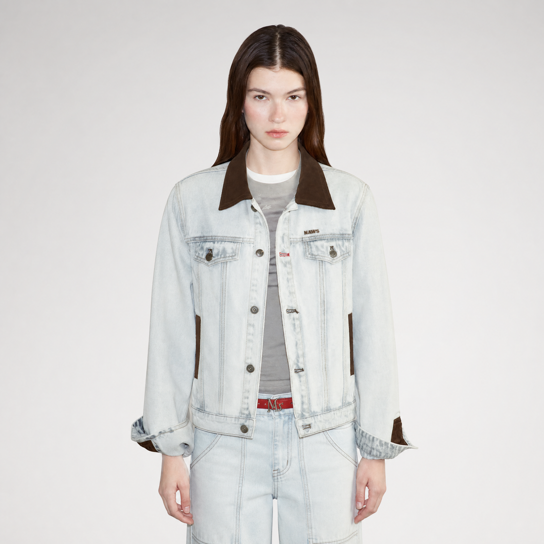 Enzyme Washed Suede-Panel Jacket