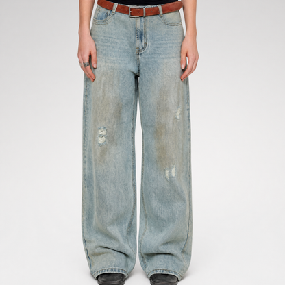 Vintage Washed Wide-Leg Jeans
