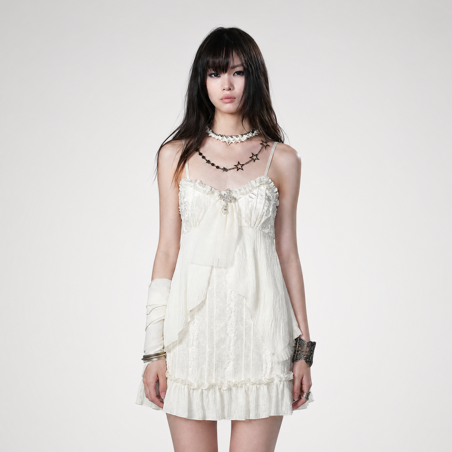 Lace Ruffle A-Line Dress