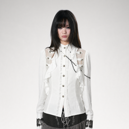 Lace Ruffle Waist Blouse