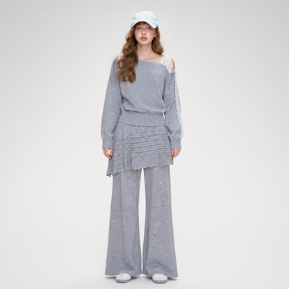 Wool Blend Asymmetric Knit Set