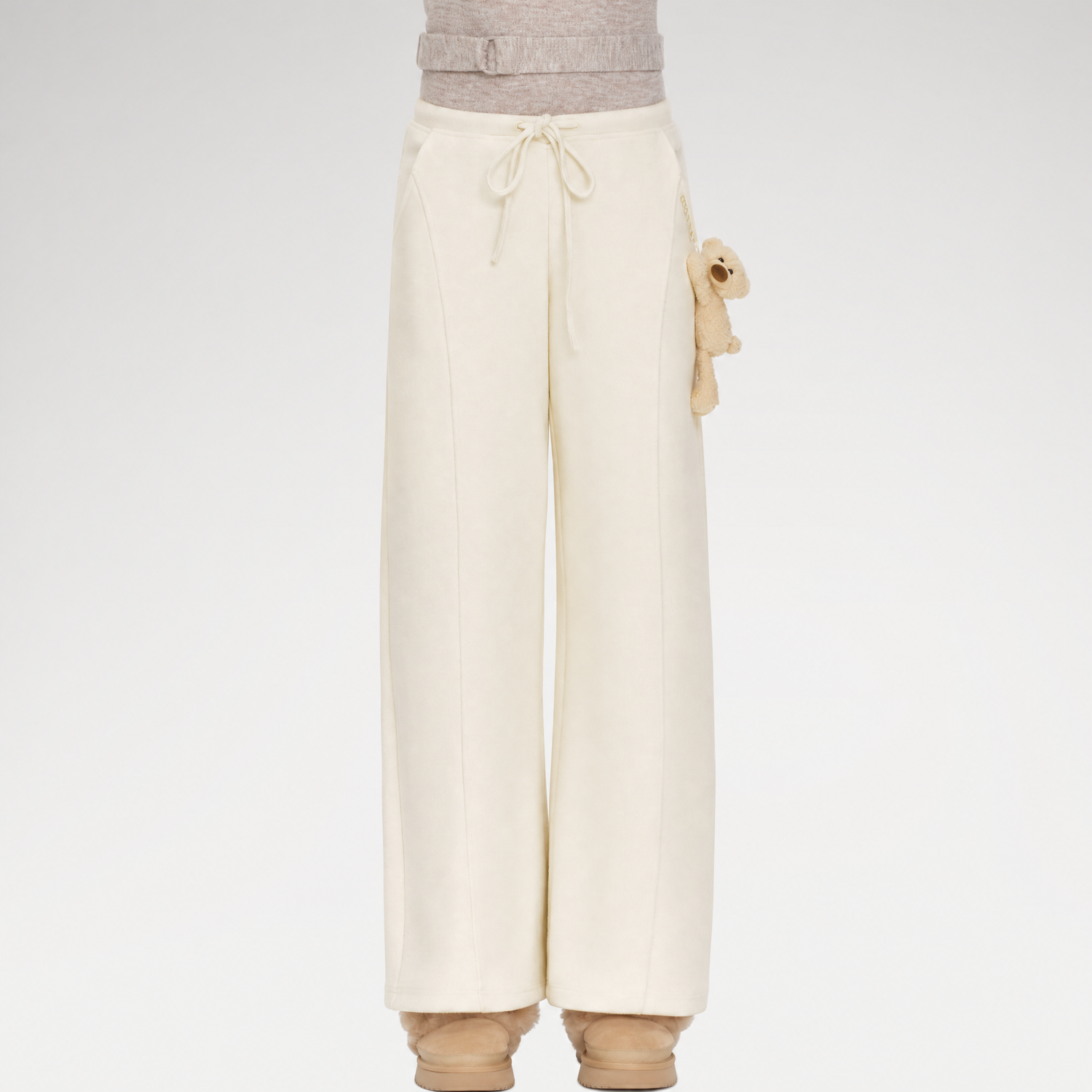 Fleece V-Waist Wide-Leg Pants