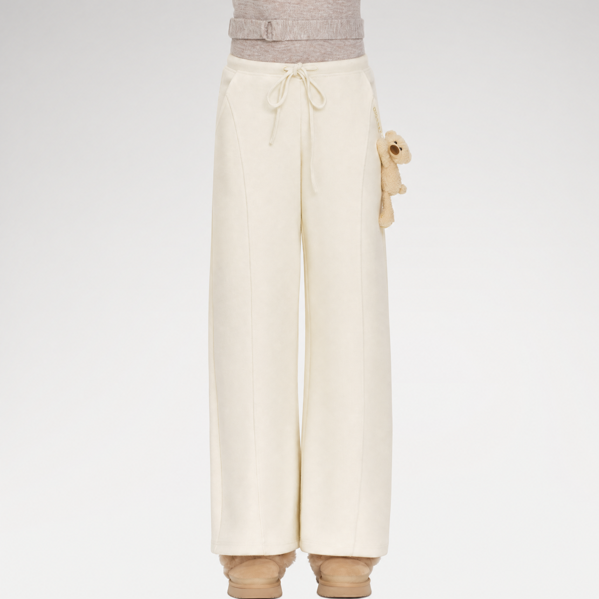 Fleece V-Waist Wide-Leg Pants