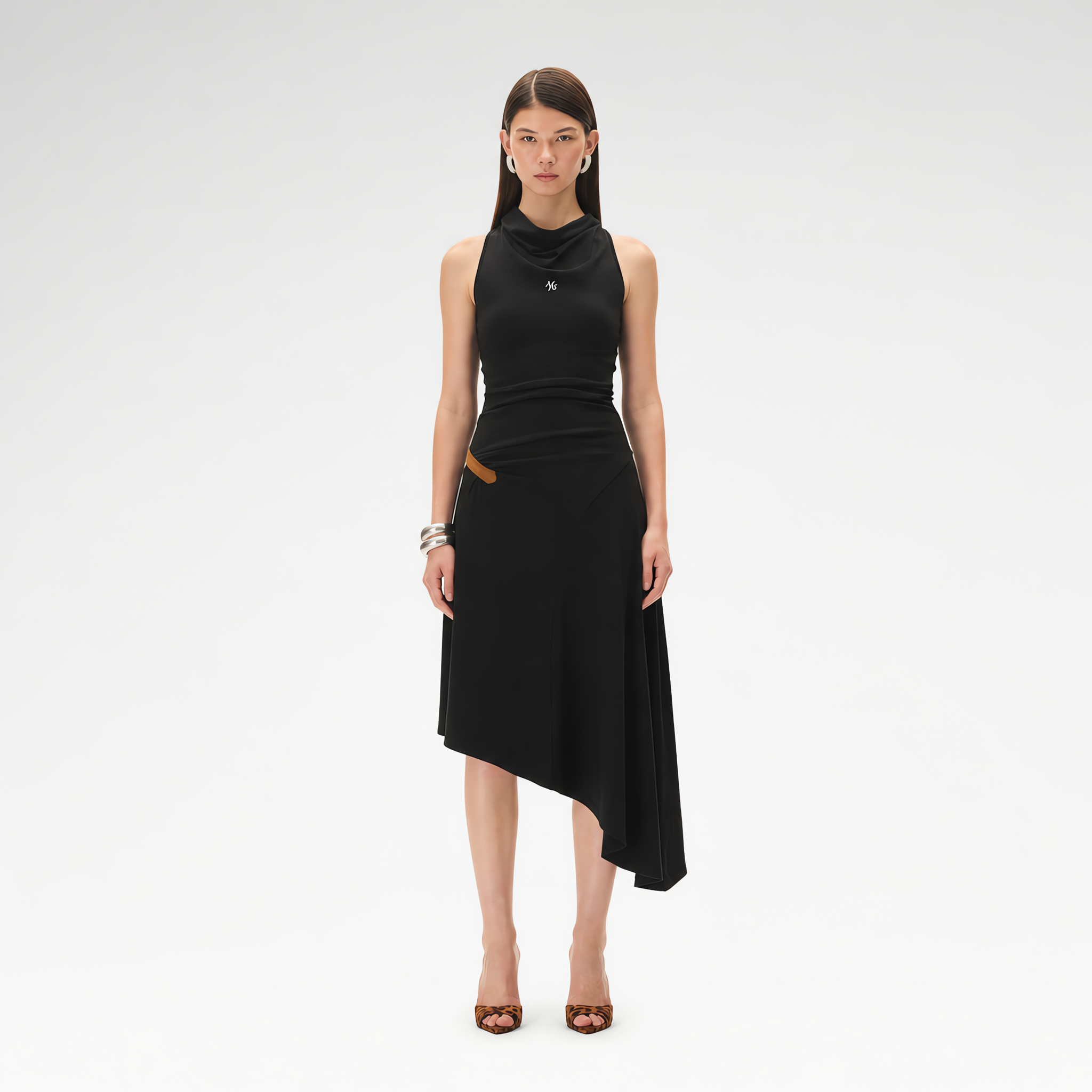 Acetate Wool Ruched Halter Dress