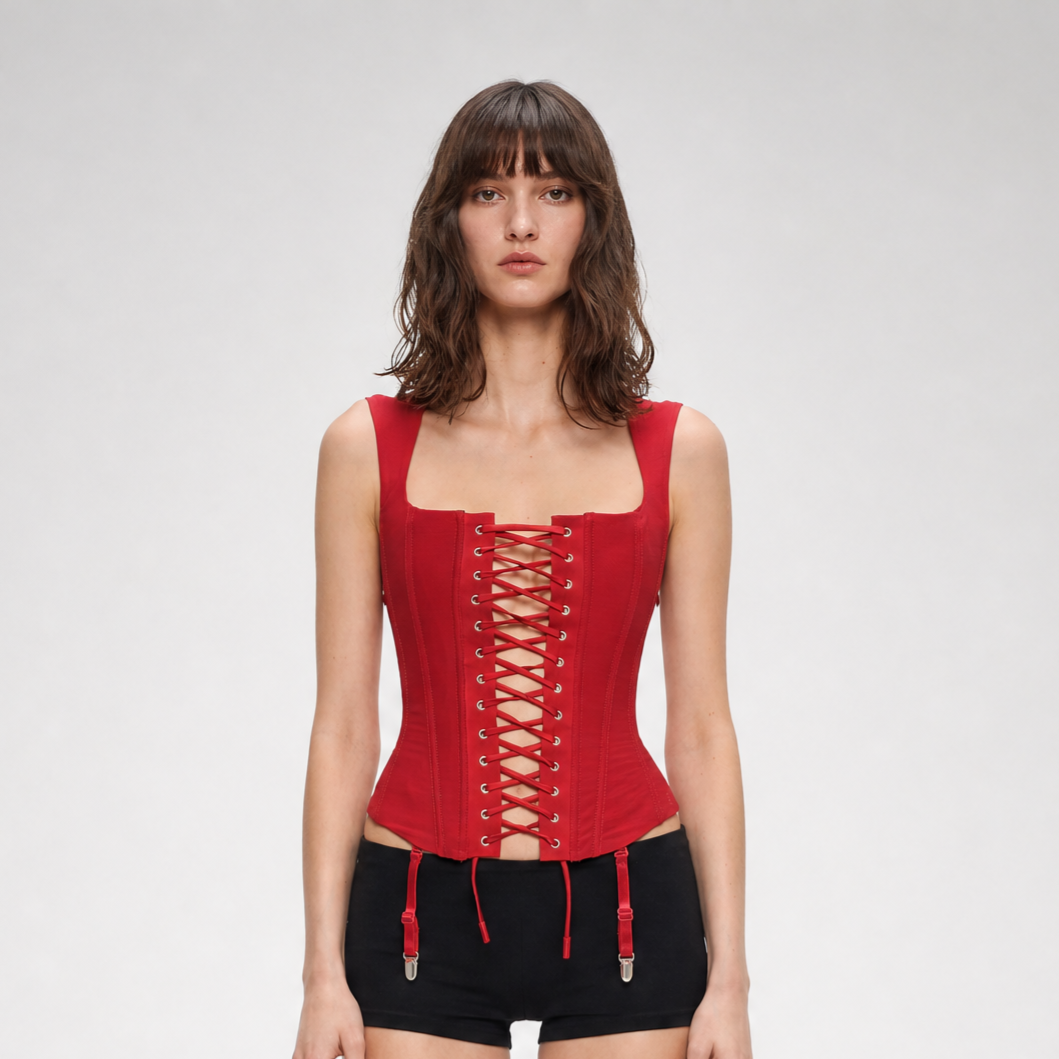 Lace-Up Boned Cropped Corset