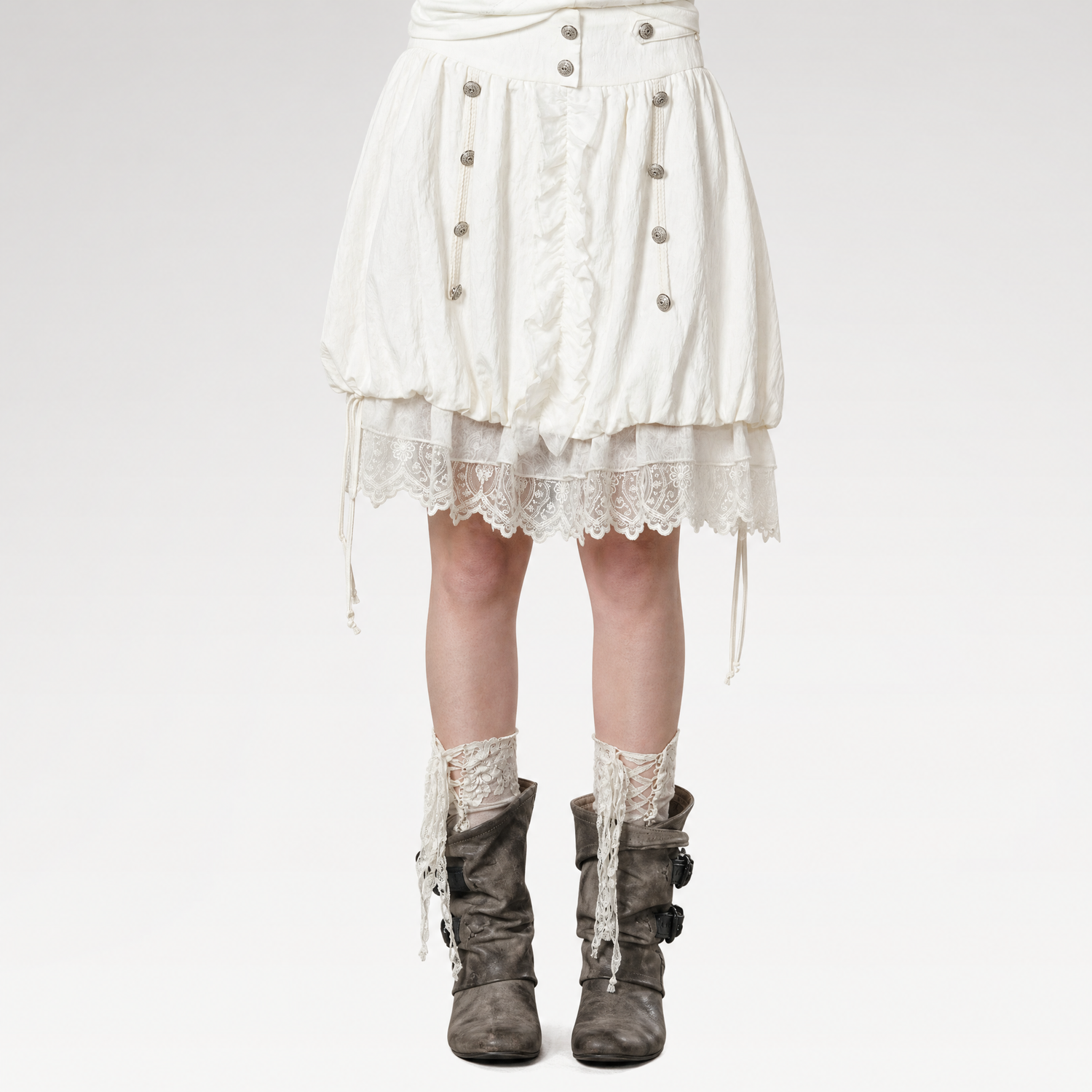Lace Patchwork Bubble Skirt