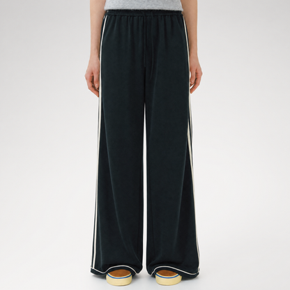 Contrast Stripe Wide-Leg Pants