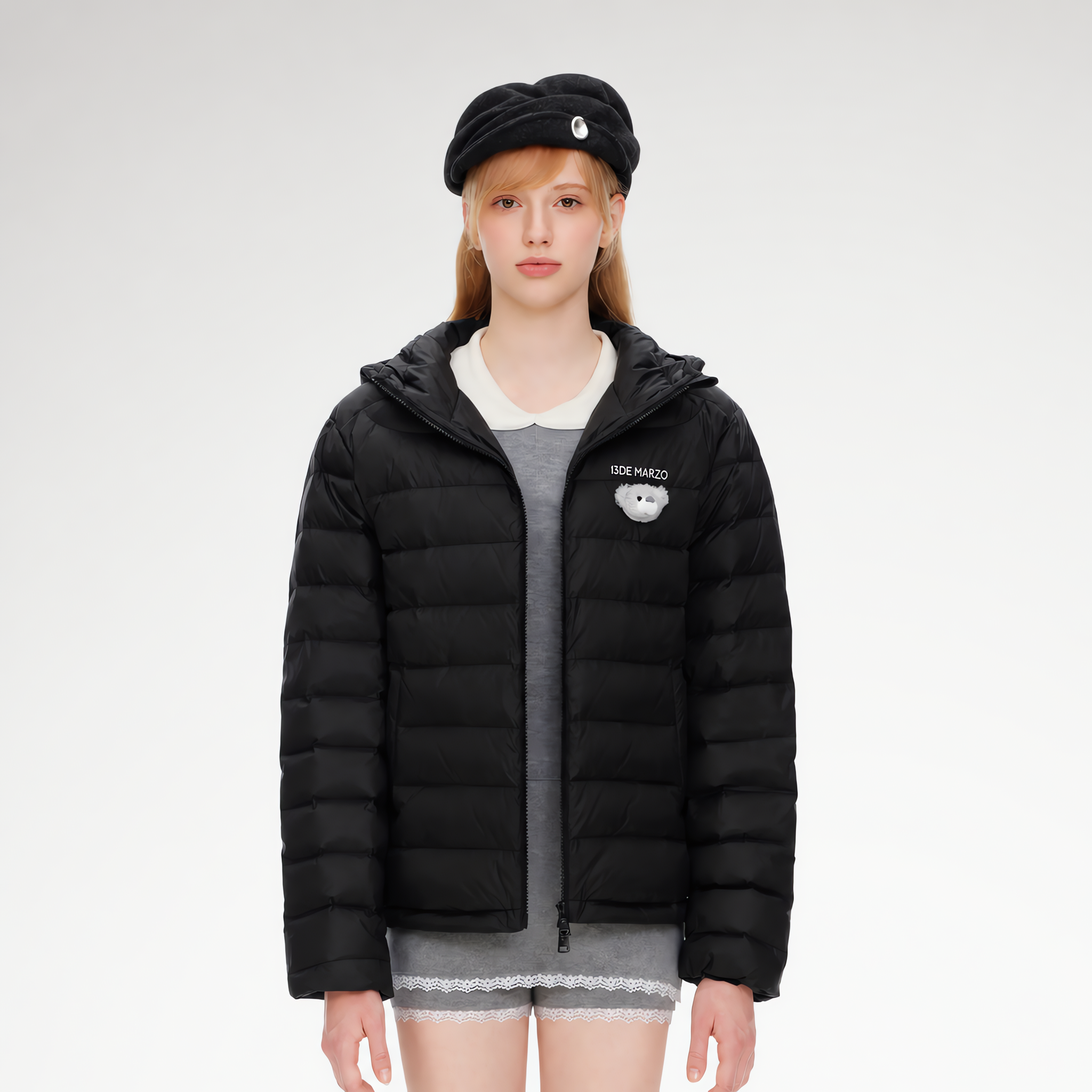 Quilted Hooded Lightweight Down Jacket