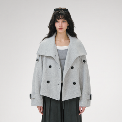 Heathered Cropped Oversized Jacket