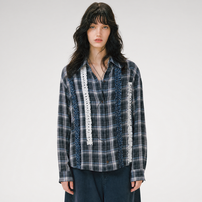Vintage Pleated Plaid Shirt
