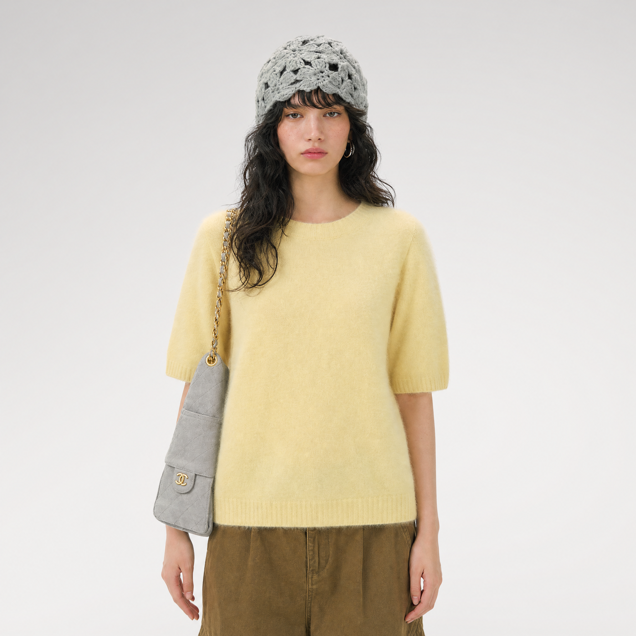 Fuzzy Knit Short Sleeve Sweater