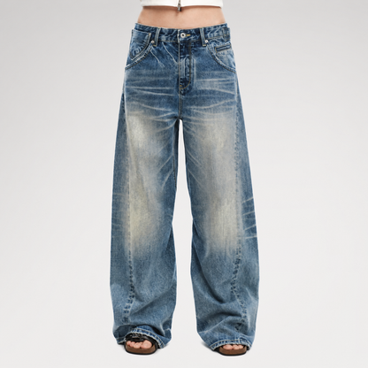 Vintage Washed Wide-Leg Jeans