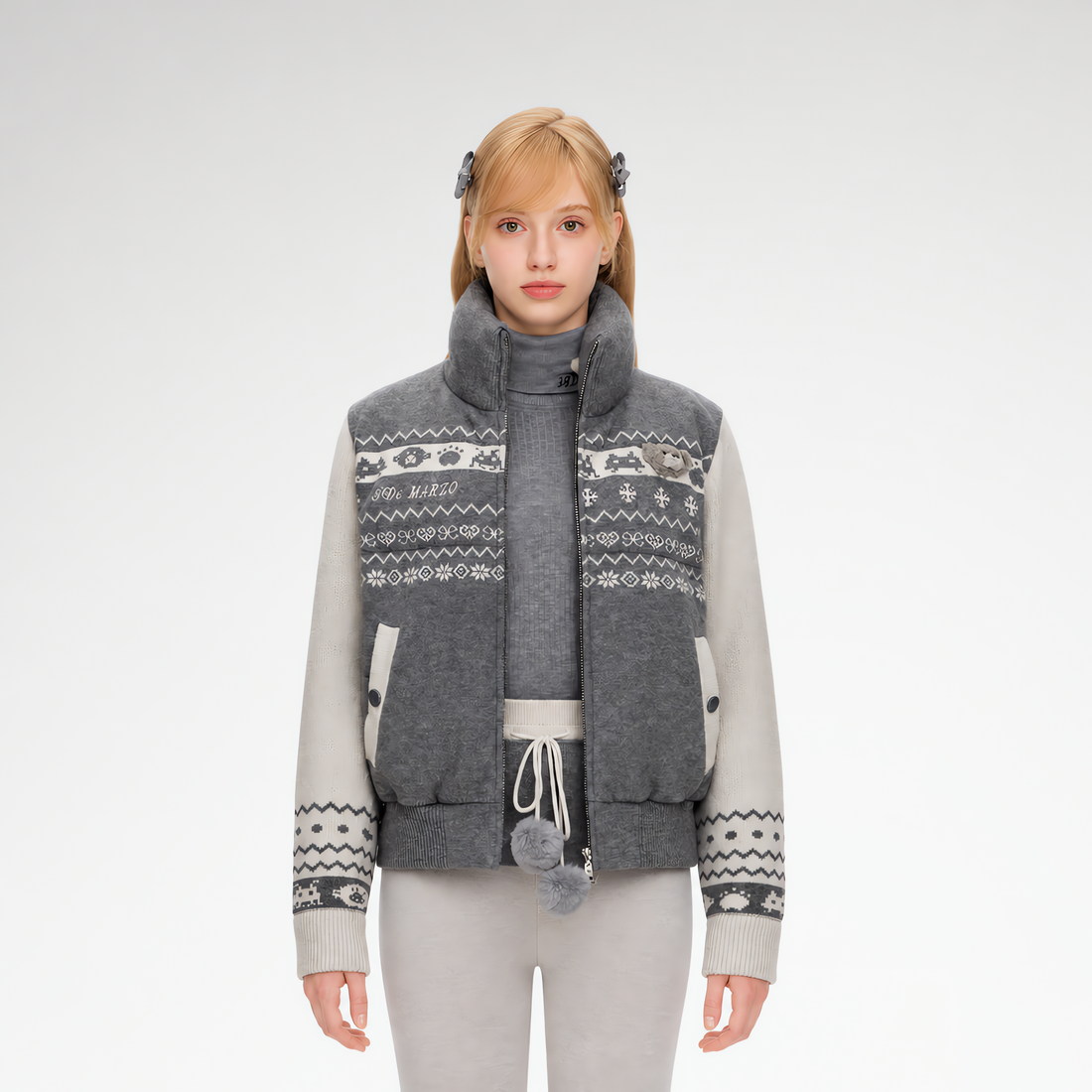 Fair Isle Cropped Down Jacket