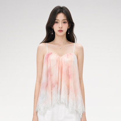 Fishbone Ruffle Chiffon Bustier Top