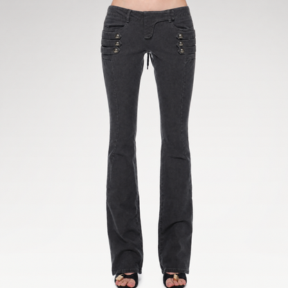 Washed Cotton Low-Rise Flare Pants