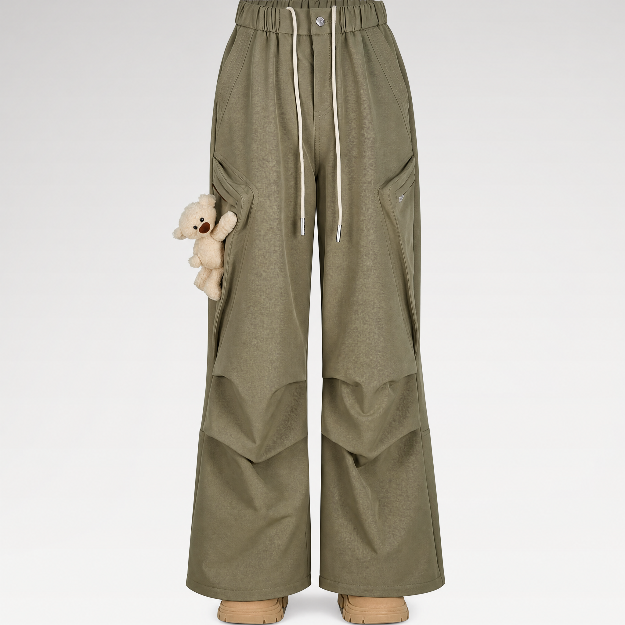 Fleece-Lined Drawstring Cargo Pants