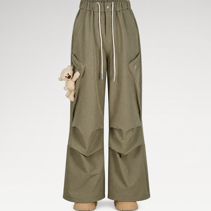 Fleece-Lined Drawstring Cargo Pants