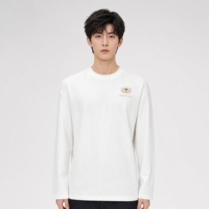 Embroidered Bear Crewneck T-Shirt