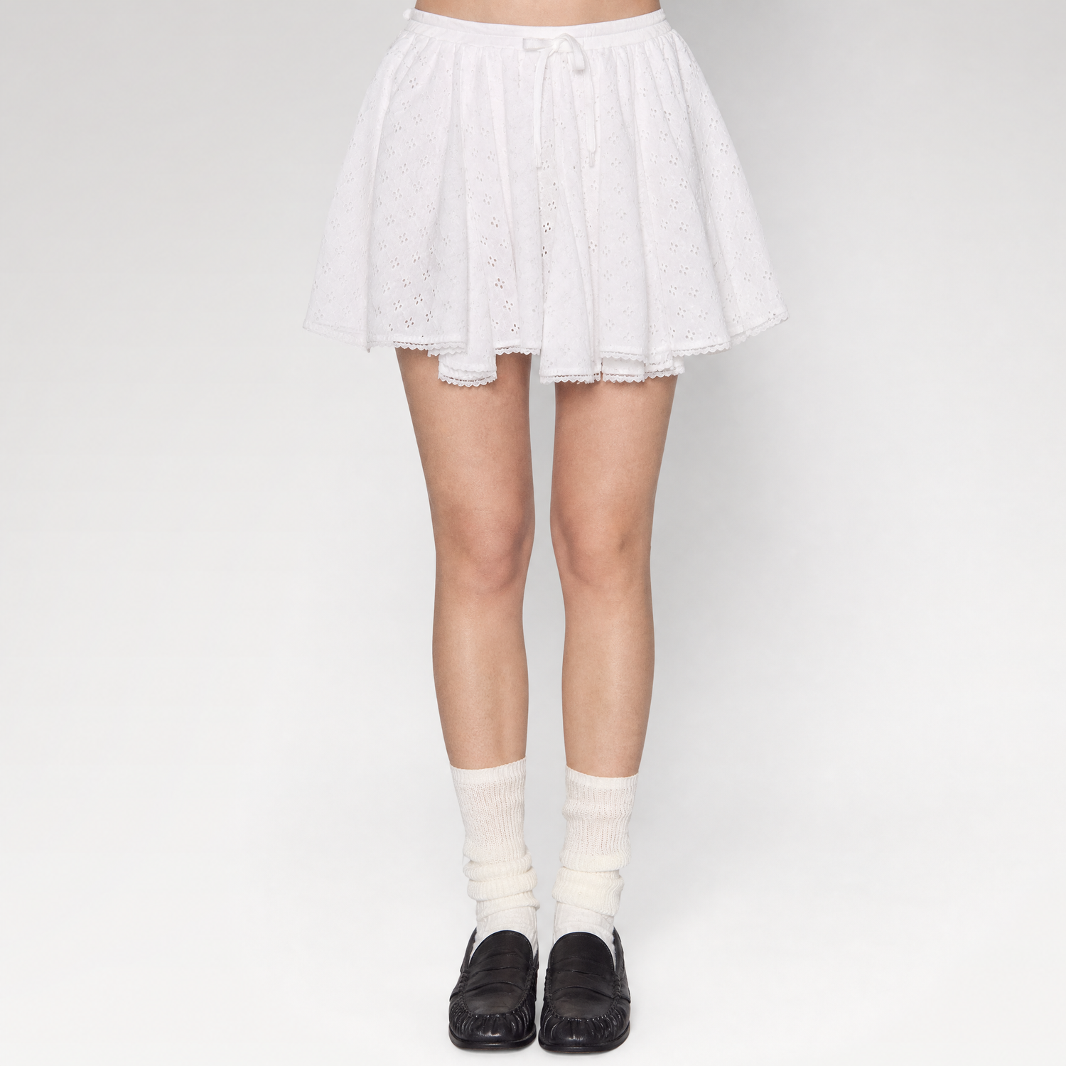 Eyelet Embroidered Lace Mini Skirt