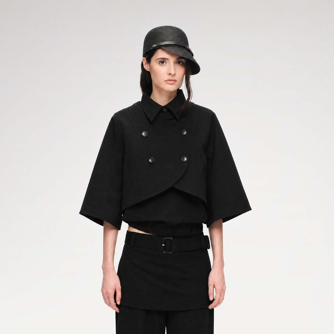 Double-Breasted Cape Vest Coat