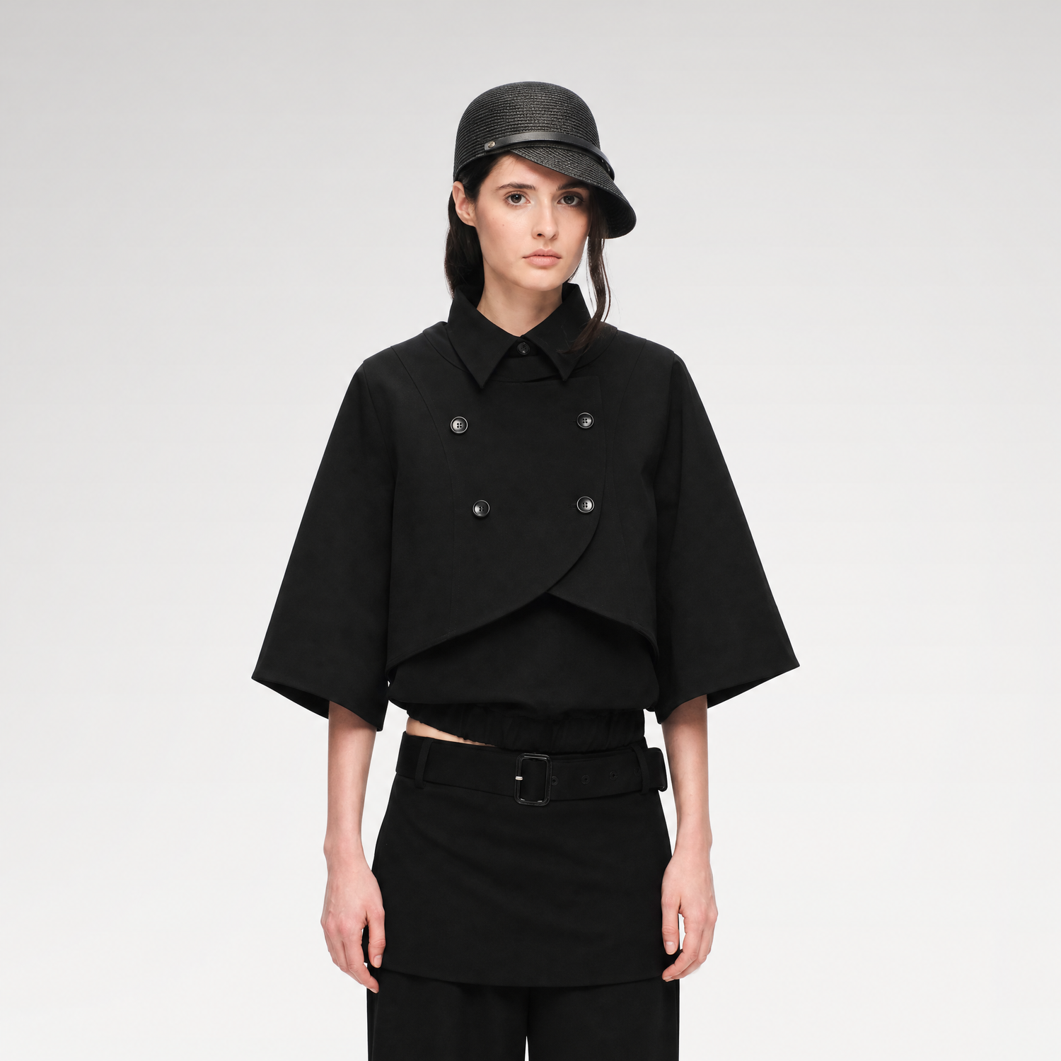 Double-Breasted Cape Vest Coat