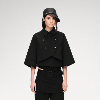 Double-Breasted Cape Vest Coat
