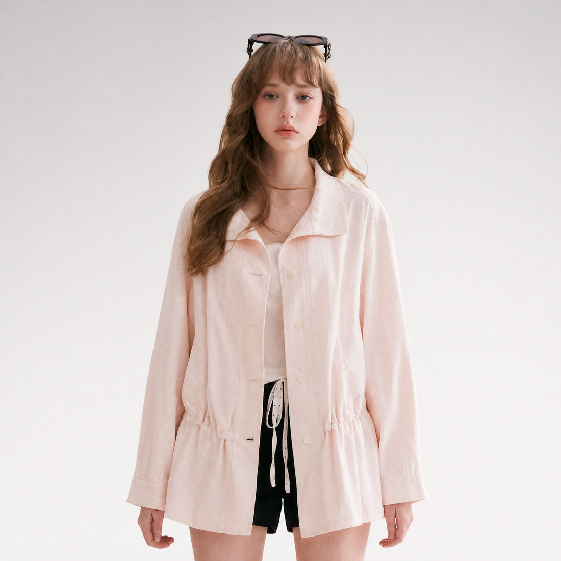 Wrinkled Relaxed Drawstring Coat