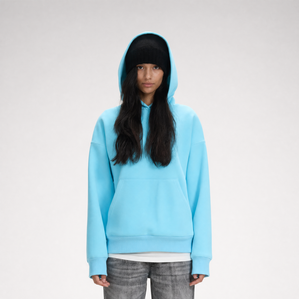 Brushed Hooded Cropped Sweatshirt