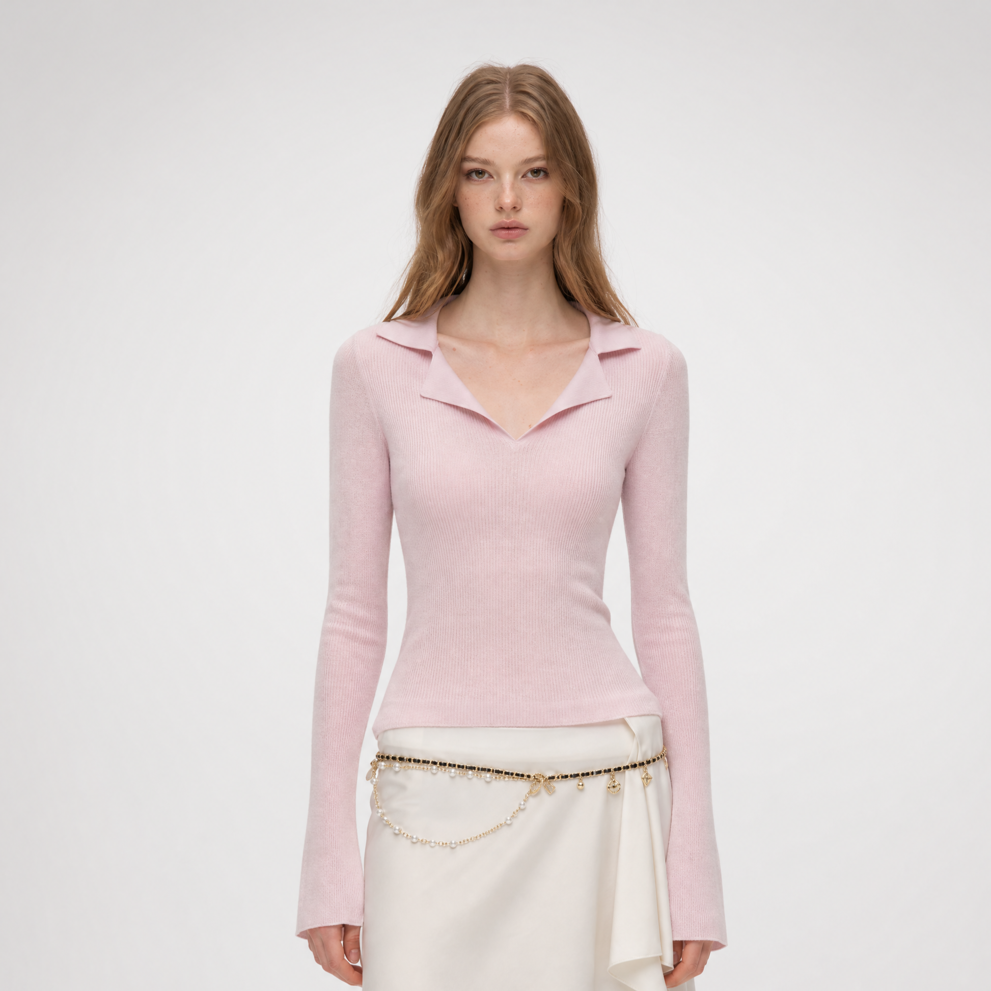 Wool Ribbed Polo Top