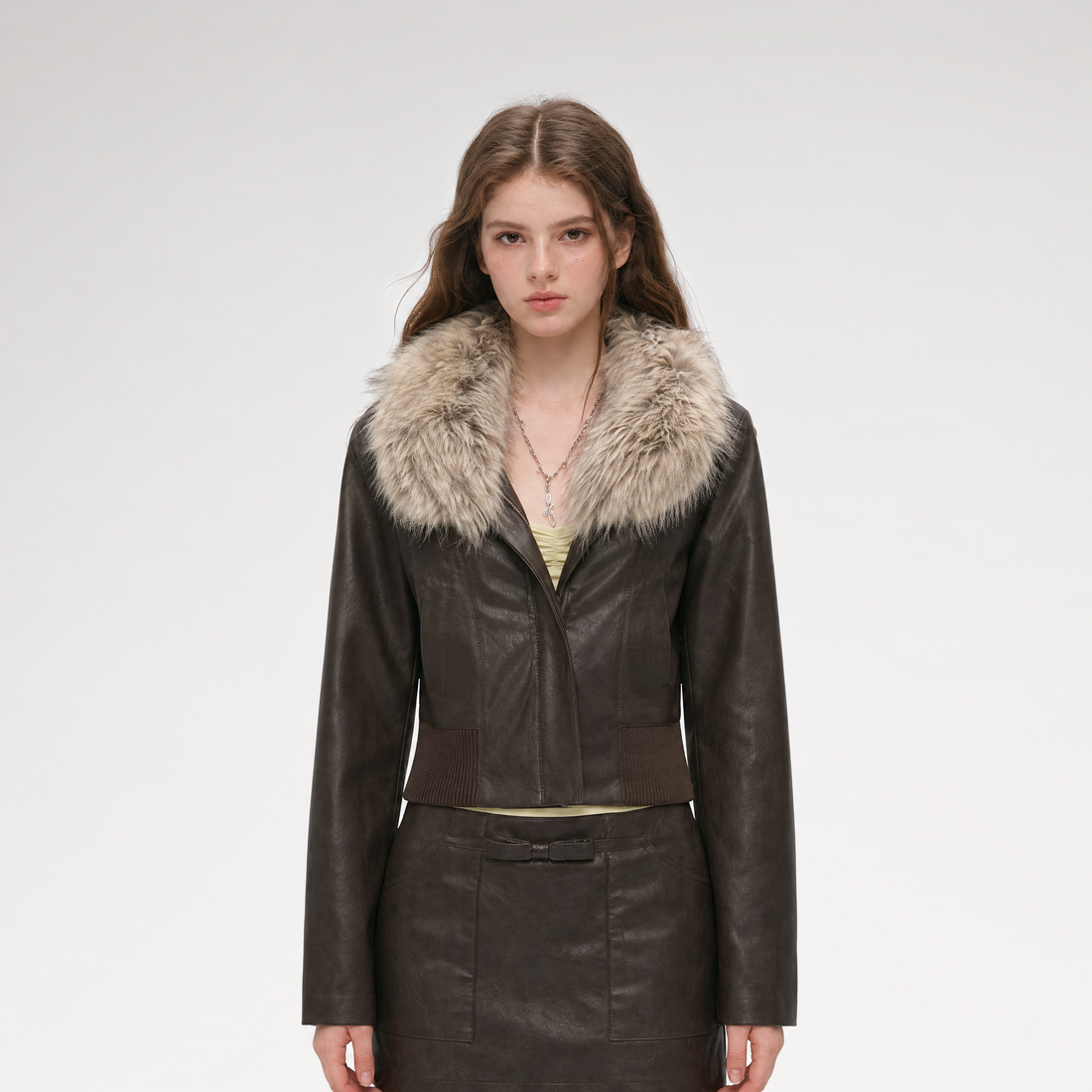 Textured Cropped PU Jacket