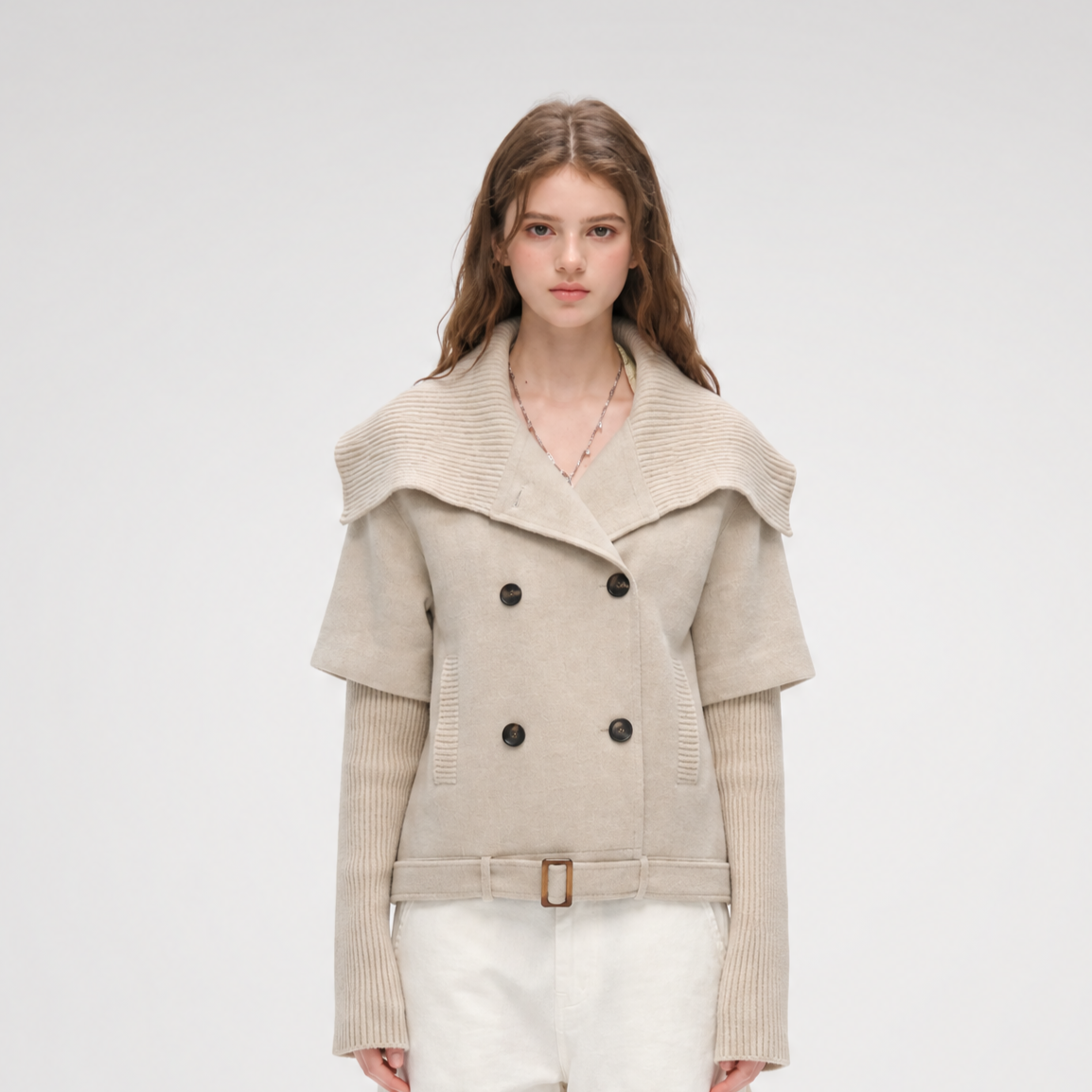 Cape Collar Cropped Jacket