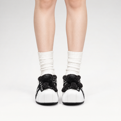Sneakers basse chunky in suede con orso