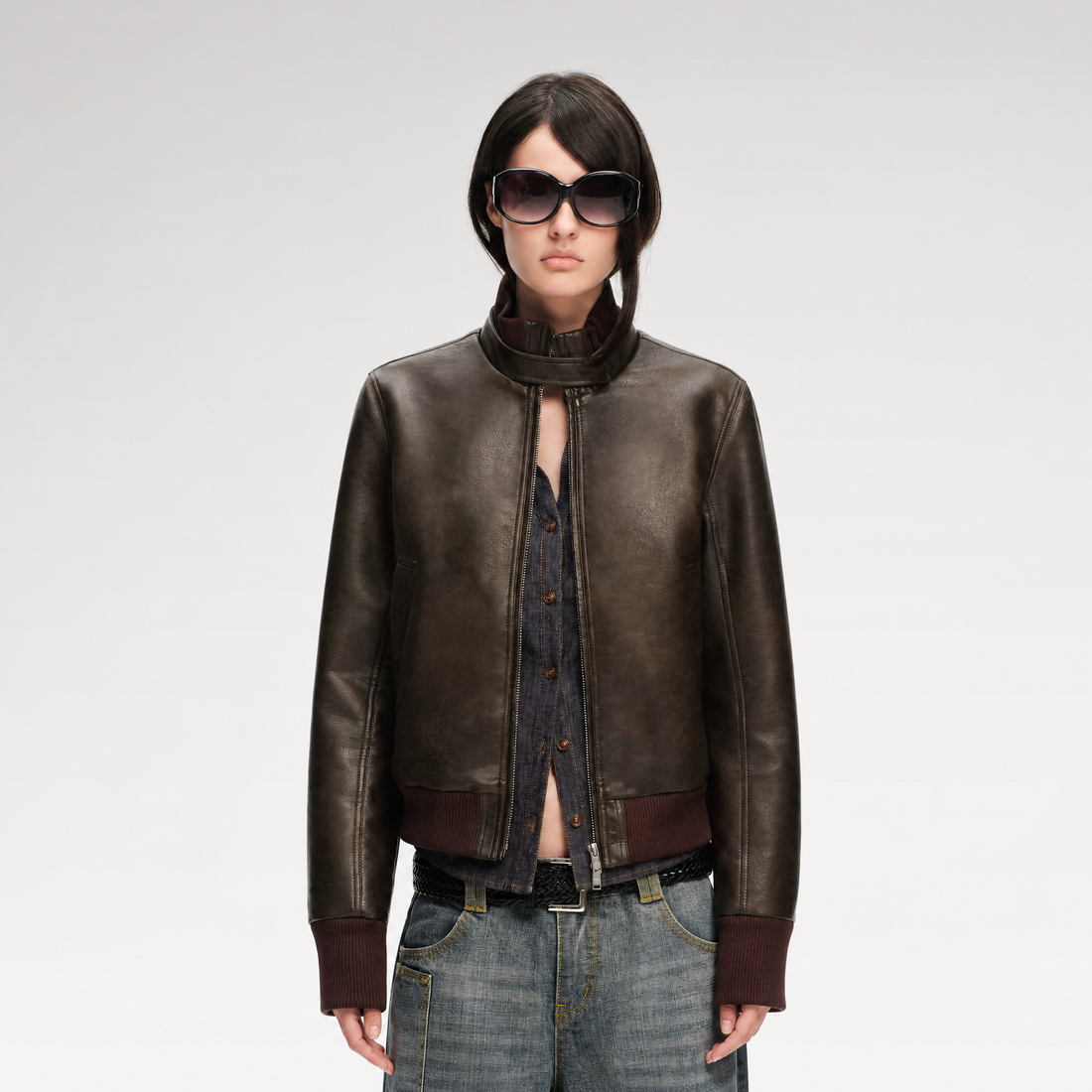 Matte Cropped Biker Jacket