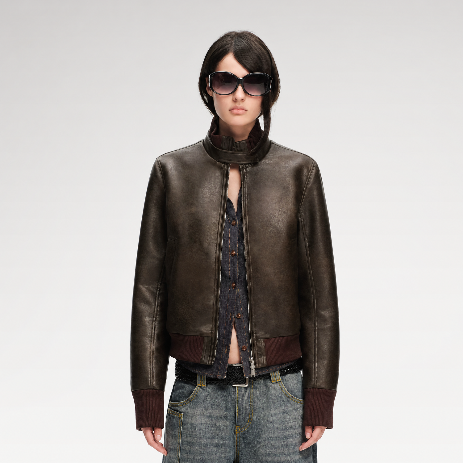 Matte Cropped Biker Jacket