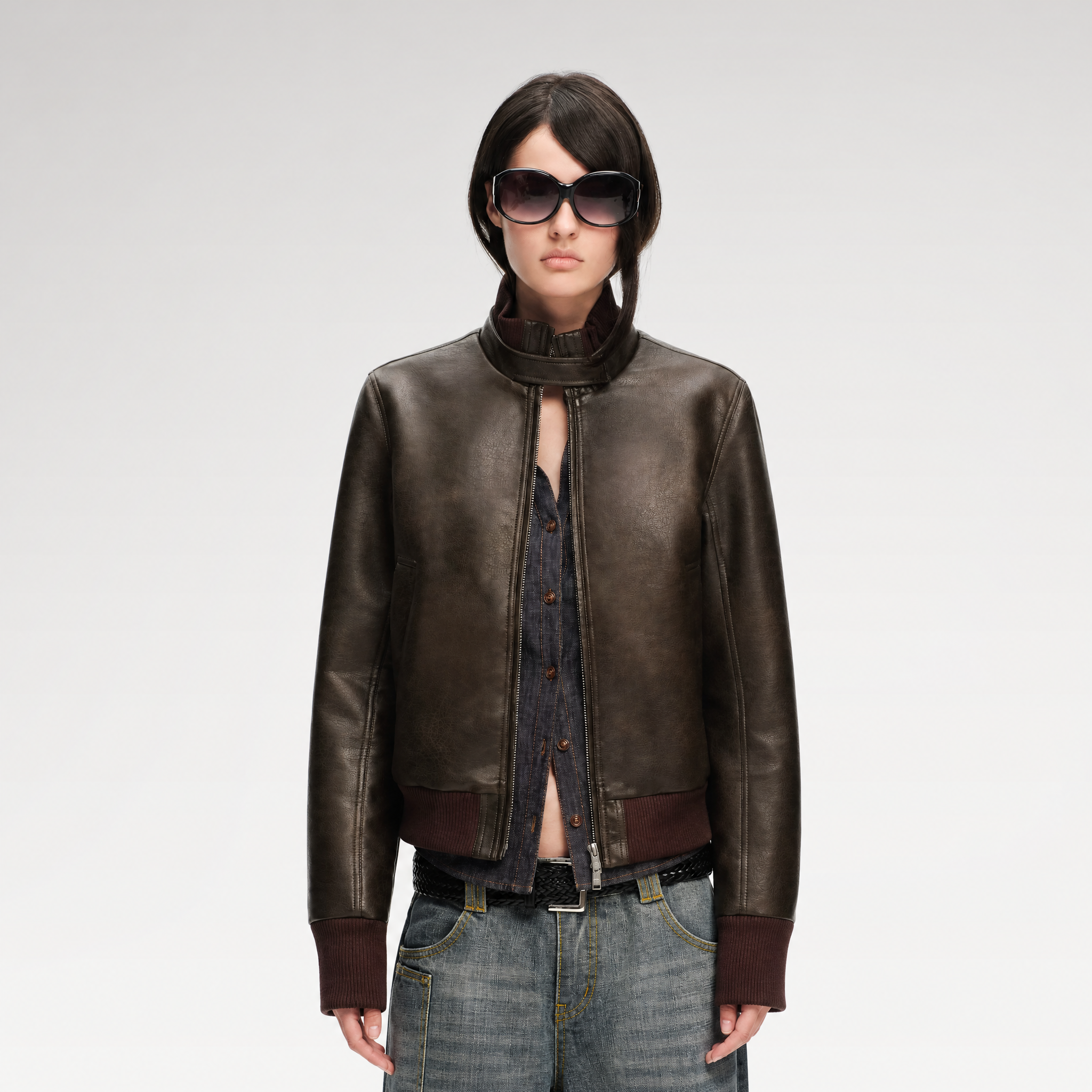 Matte Cropped Biker Jacket