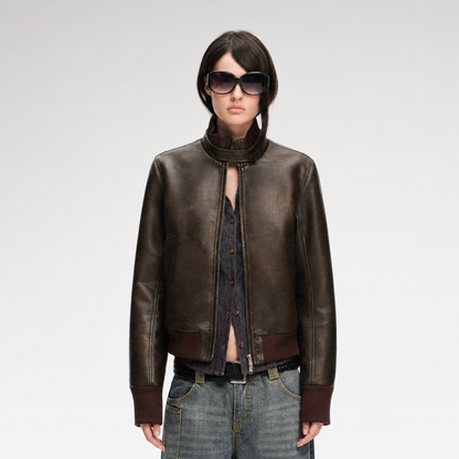 Matte Cropped Biker Jacket