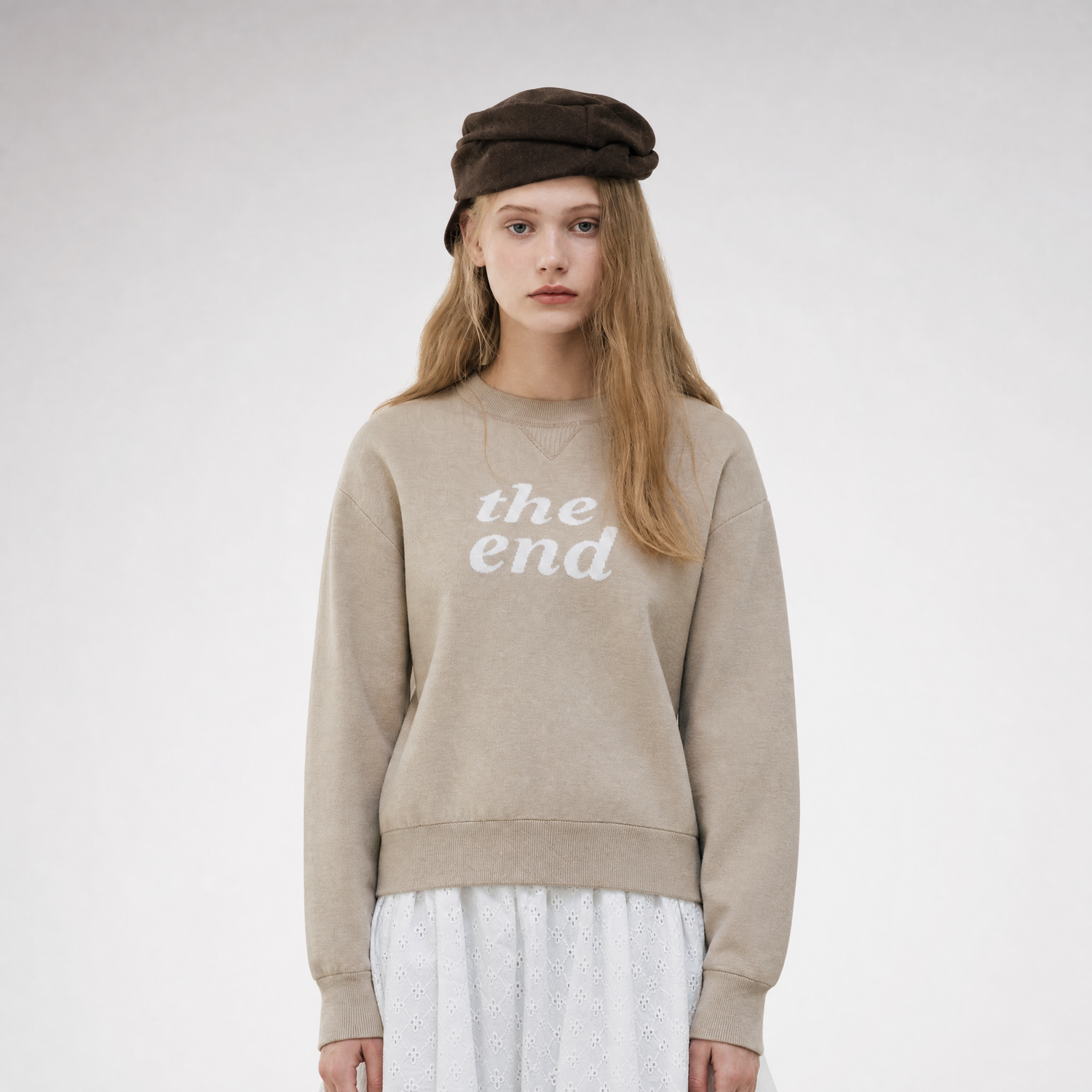 Jacquard Cropped Crewneck Sweater