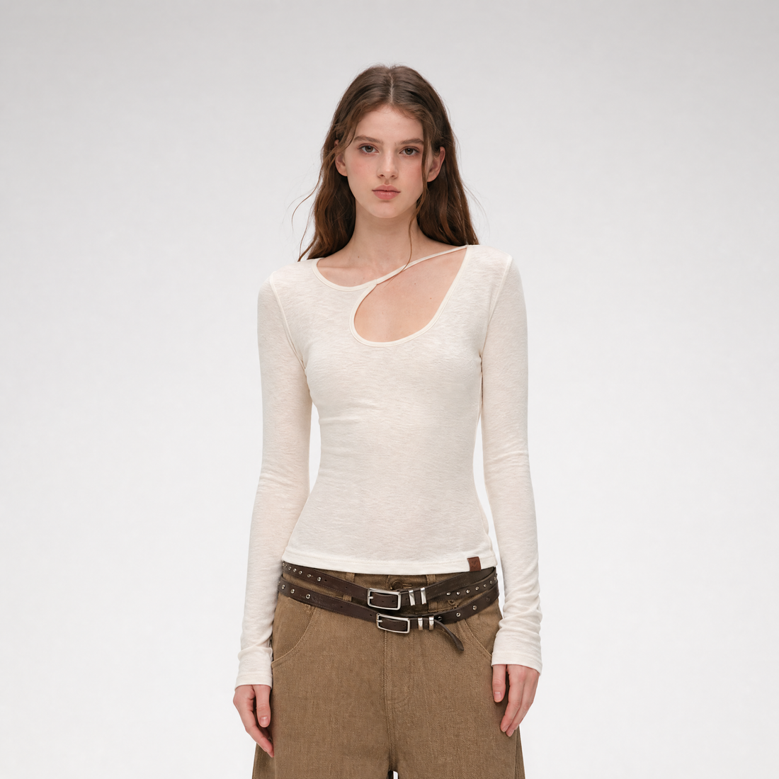 Lyocell Asymmetric Cutout Top