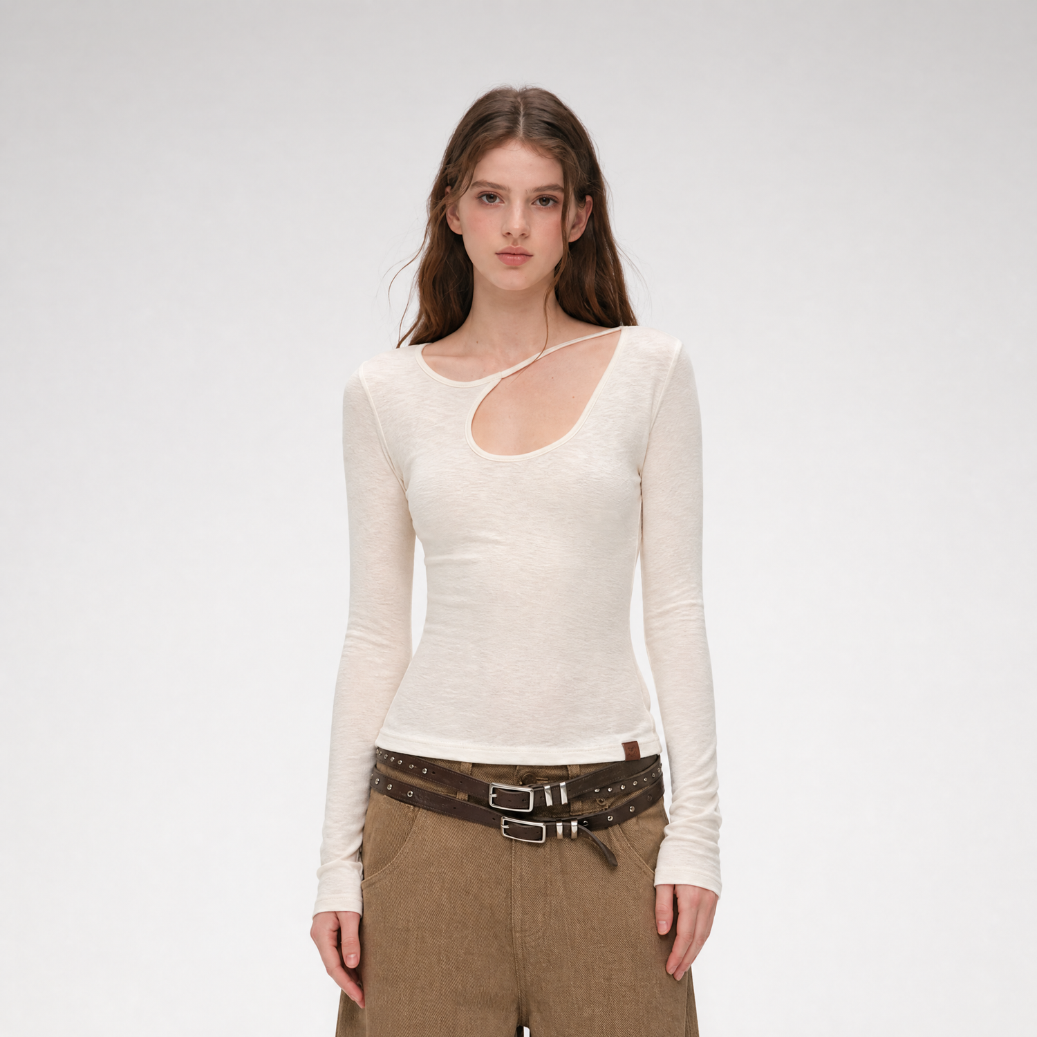 Lyocell Asymmetric Cutout Top