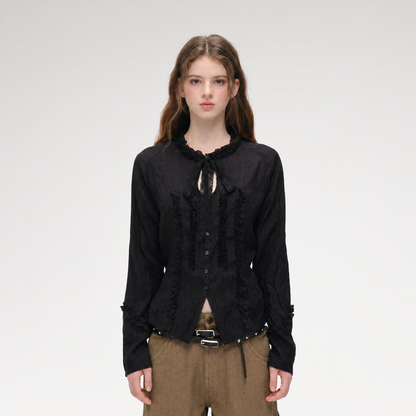 Textured Lace Waist-Shaped Shirt